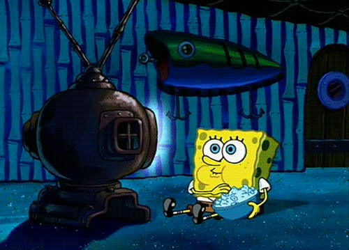 SpongeBob-watching-TV-eating-popcorn