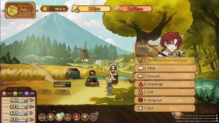 volcano princess character interaction hackett